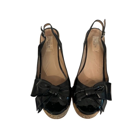 Valentino Garavani‎ Women's Black Bow Wedge Espadrille Sandals 40 box dust cover - Picture 14 of 16